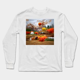 Autumn Village Landscape Long Sleeve T-Shirt